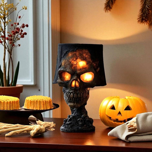 Halloween Skull Desk Lamp with Spooky LED Light for Halloween Decoration