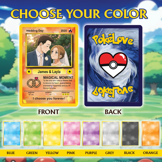 Custom Photo Anime Gift for Couple,  Pokelover Card Gift AT12